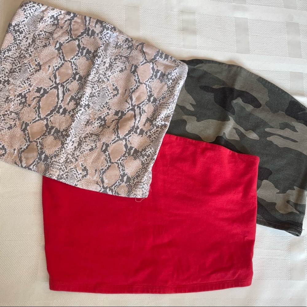 Variety of tube tops. Two size Medium, one size XS (runs large)